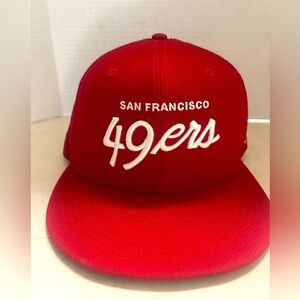 San Francisco 49ers Script Red New Era Trucker SnapBack Shanahan men’s hat